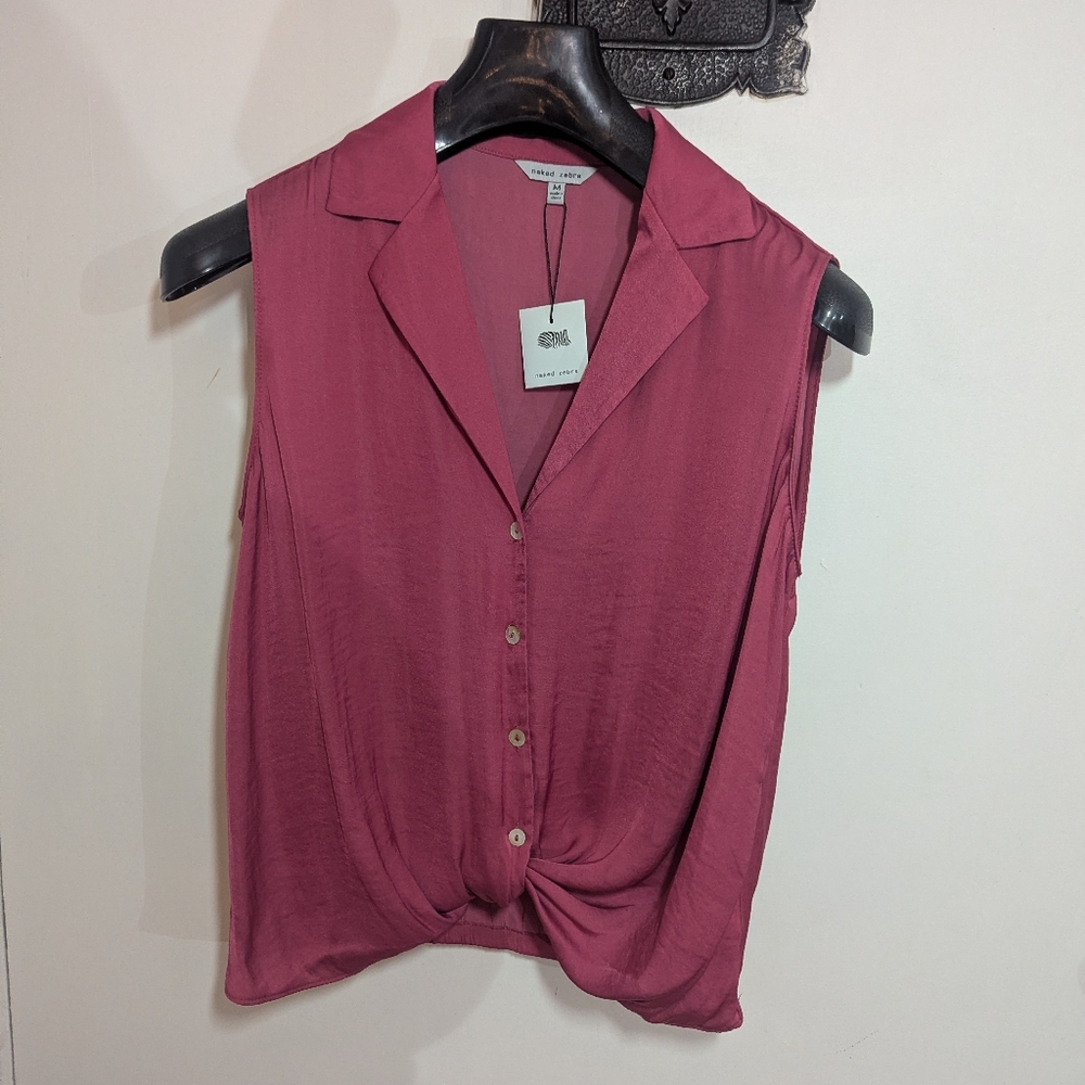Sleeveless Button-Down Top